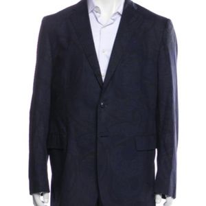 ETRO 100% TAILORED JACKET W/ BLUE PAISLEY PATTERN IT 56 SLIM FIT